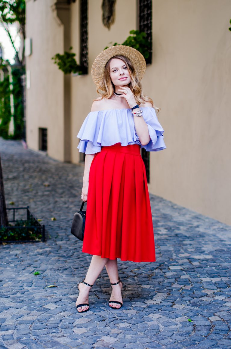 3050030 Pink Off-Shoulder Blouse