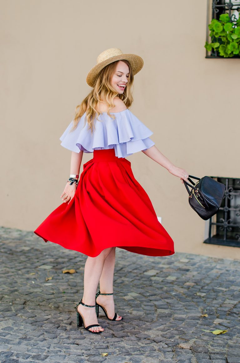 【GirlsAward着用】Off Shoulder Puff Blouse